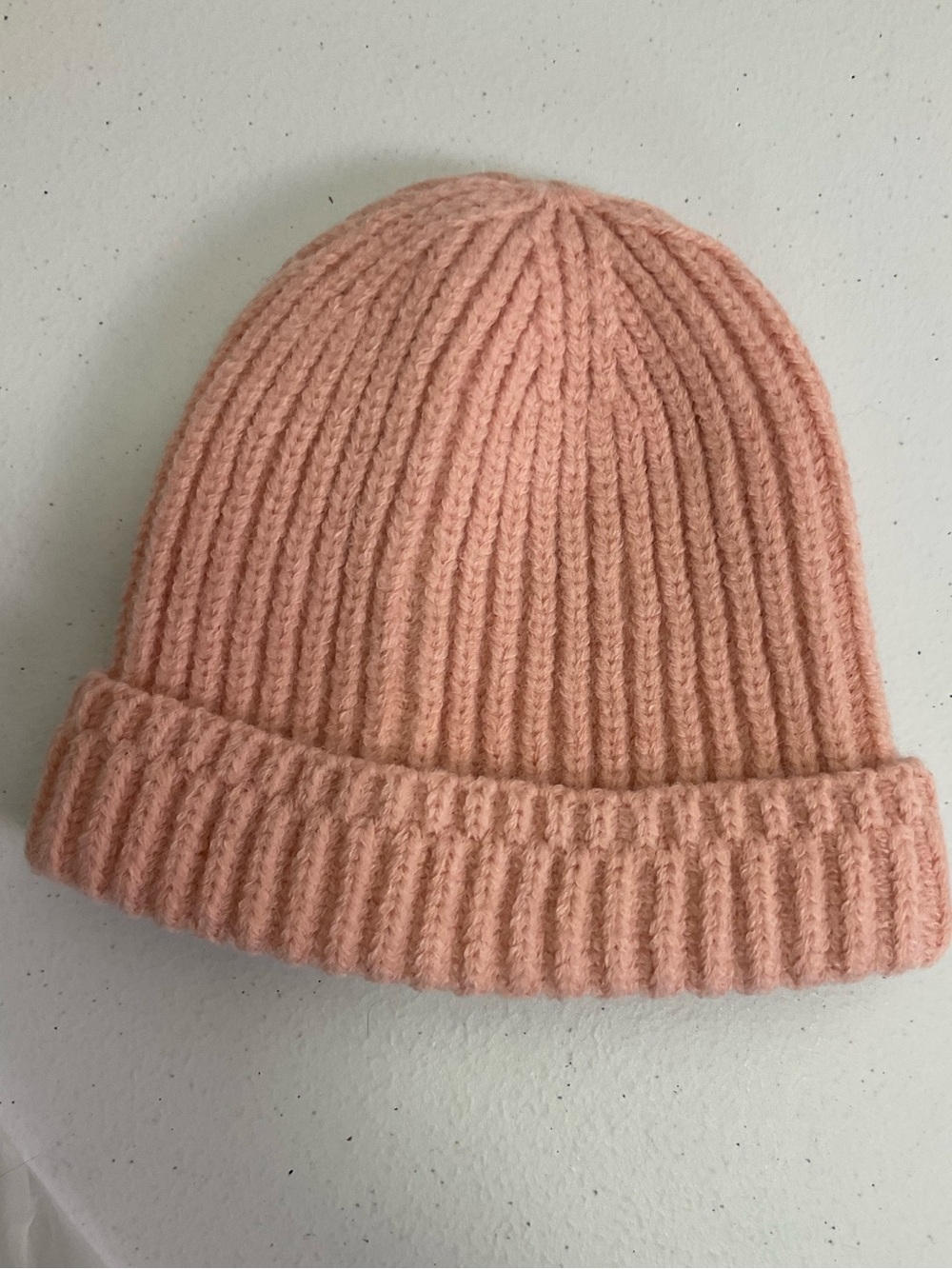 Soft Ribbed Knit Beanie Hat in Light Pink